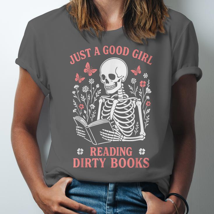 Just A Good Girl Reading Dirty Books Dark Romance Unisex Jersey T-Shirt