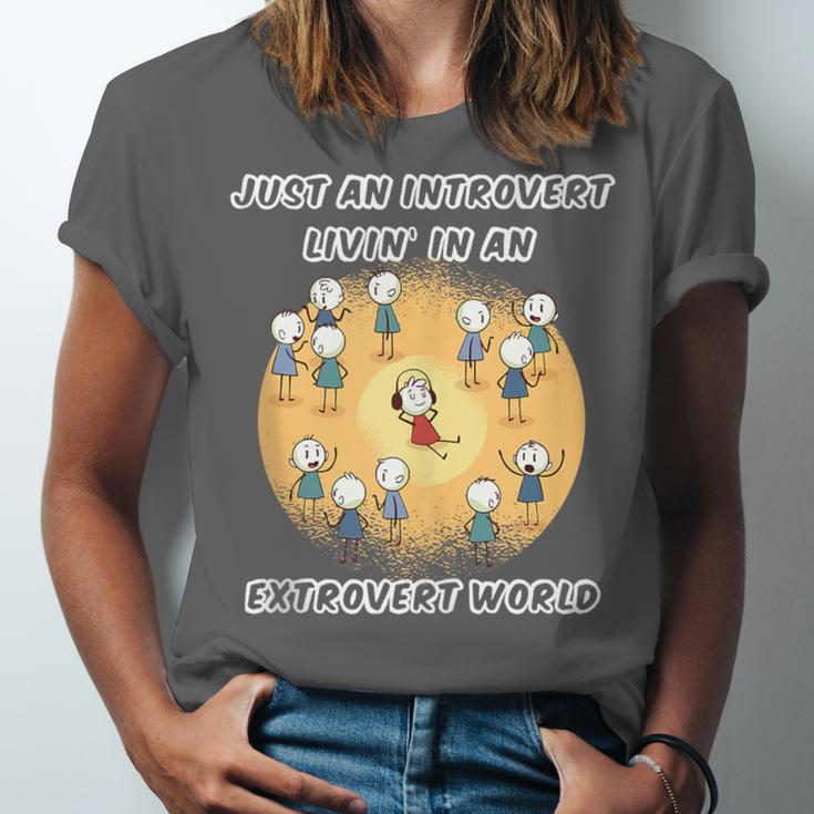 Just An Introvert Living In An Extrovert World Stickmen Unisex Jersey T-Shirt