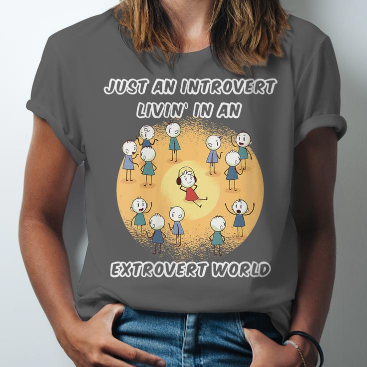 Just An Introvert Living In An Extrovert World Stickmen Unisex Jersey T-Shirt Just An Introvert Living In An Extrovert World Stickmen Unisex Jersey T-Shirt