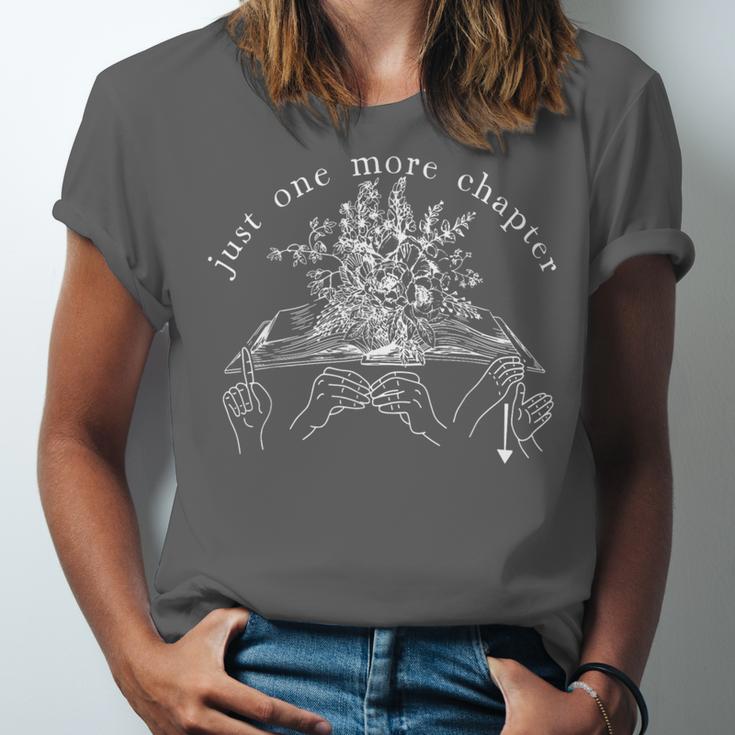 Just One More Chapter Deaf ASL Reading Book Librarian Unisex Jersey T-Shirt Just One More Chapter Deaf ASL Reading Book Librarian Unisex Jersey T-Shirt