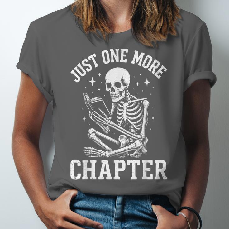 Just One More Chapter Skeleton Reader Reading Book Lover Unisex Jersey T-Shirt Just One More Chapter Skeleton Reader Reading Book Lover Unisex Jersey T-Shirt