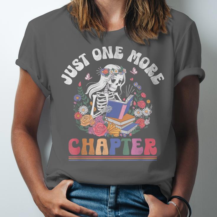 Just One More Chapter Skeleton Reading Book Bookworm Reader Unisex Jersey T-Shirt Just One More Chapter Skeleton Reading Book Bookworm Reader Unisex Jersey T-Shirt