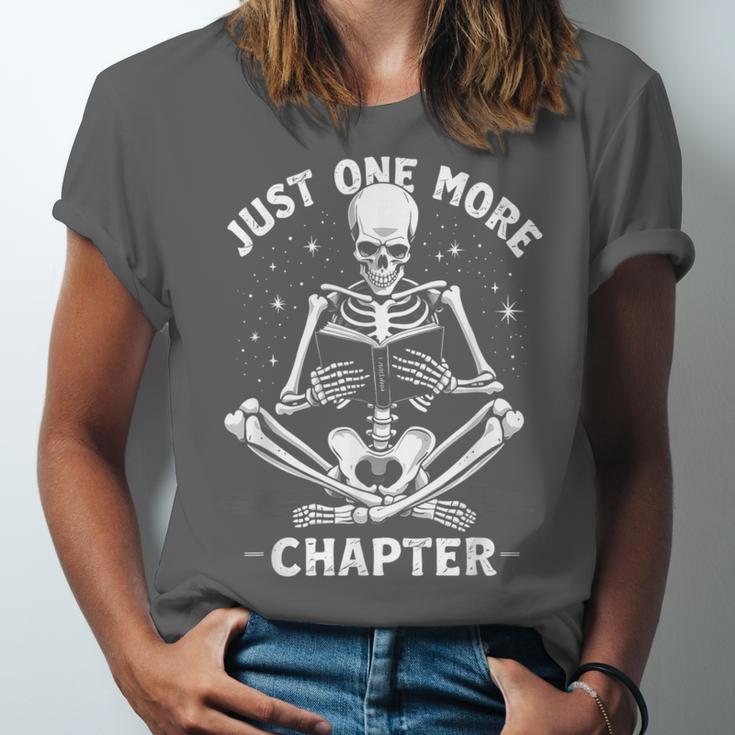 Just One More Chapter Skeleton Reading Bookworm Unisex Jersey T-Shirt Just One More Chapter Skeleton Reading Bookworm Unisex Jersey T-Shirt