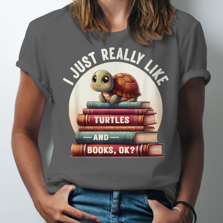 I Just Really Like Turtles And Books OK Turtle Reading Unisex Jersey T-Shirt I Just Really Like Turtles And Books OK Turtle Reading Unisex Jersey T-Shirt