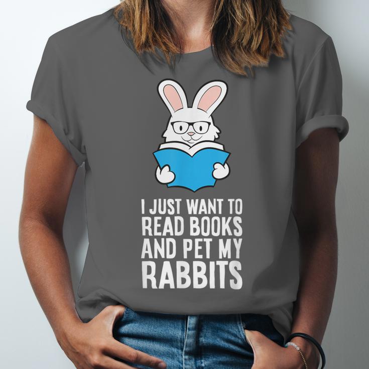 I Just Want To Read Books And Pet My Rabbit Unisex Jersey T-Shirt
