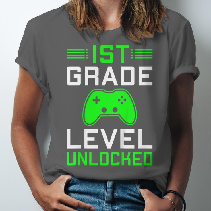 Kids 1st Grade Level Unlocked Back To School Gamer Graduation Unisex Jersey T-Shirt