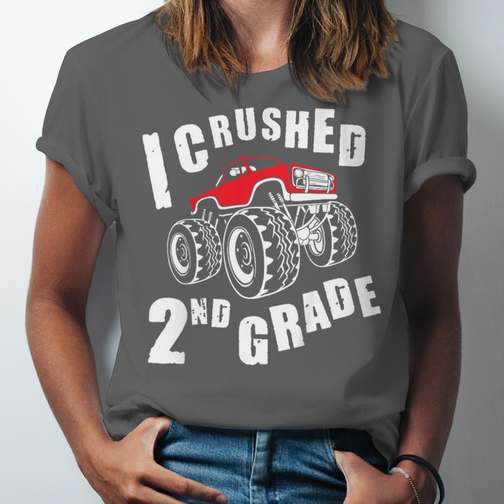 Kids I Crushed 2nd Grade Monster Truck School Graduation Unisex Jersey T-Shirt