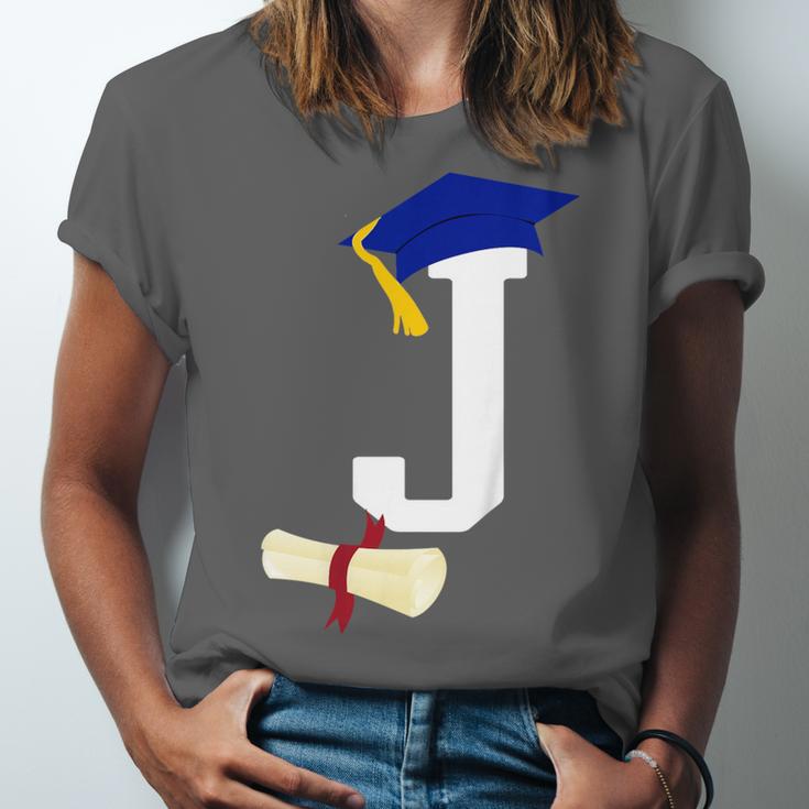 Kids Initial J Letter For Boys Preschool Graduation Kindergarten Unisex Jersey T-Shirt