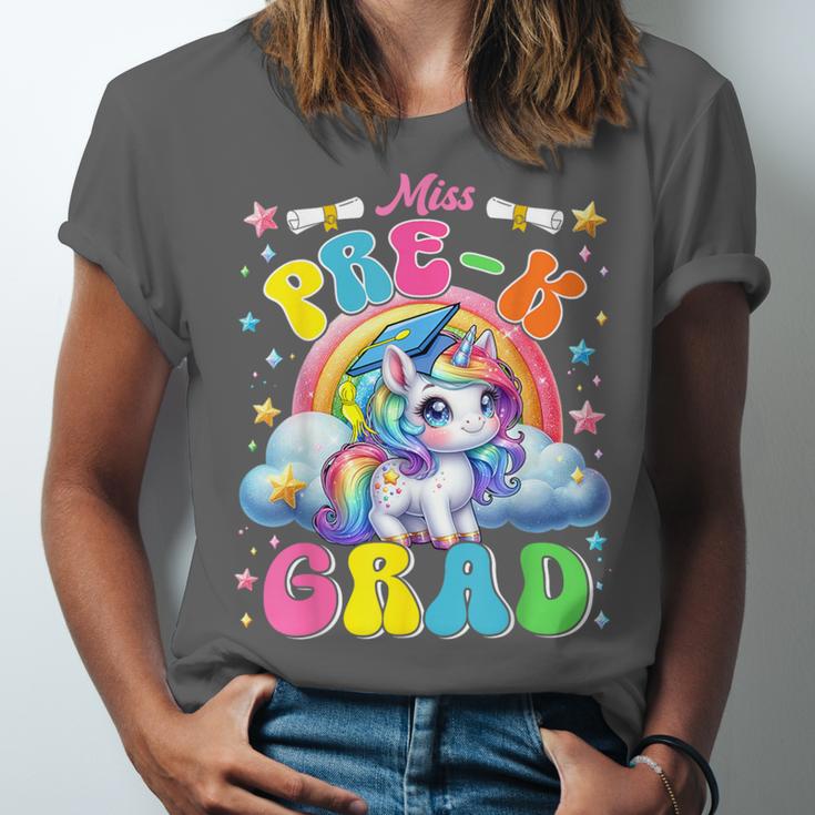 Kids Miss Pre-K Grad Graduation Cute Unicorn Rainbow Girls Unisex Jersey T-Shirt