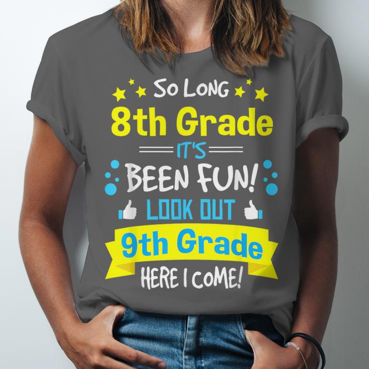 Kids So Long 8th Grade Graduation Here I Come 9th Grade Unisex Jersey T-Shirt