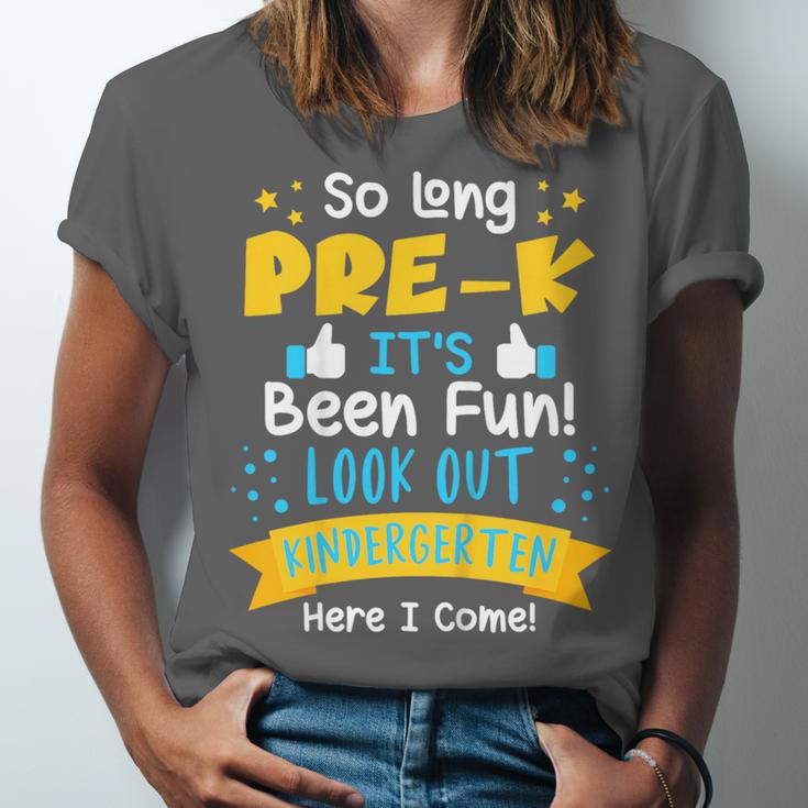 Kids So Long Pre-K Graduation 2025 School Kindergarten Here Come Unisex Jersey T-Shirt