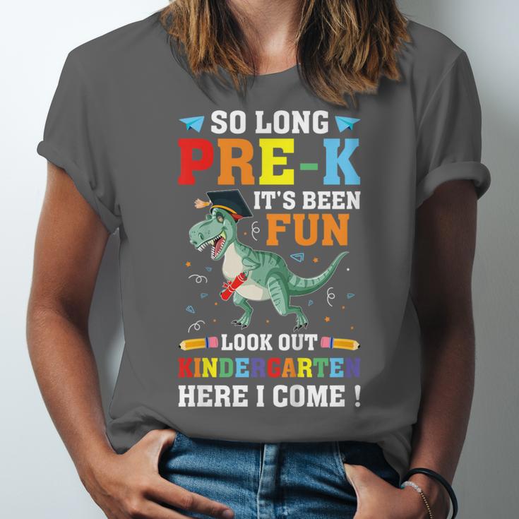 Kids So Long Pre-K Preschool Graduation Kindergarten Here I Come Unisex Jersey T-Shirt