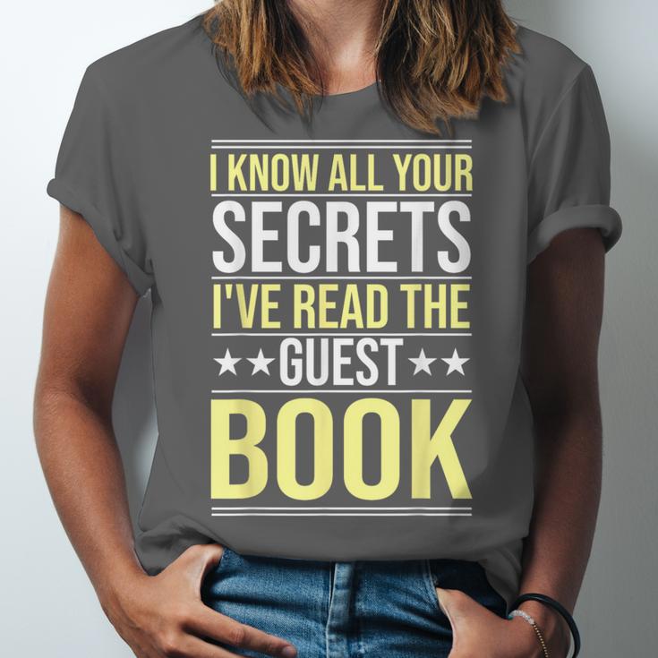 I Know All Your Secrets i Have Read Guest Book Hotel Manager Unisex Jersey T-Shirt I Know All Your Secrets i Have Read Guest Book Hotel Manager Unisex Jersey T-Shirt