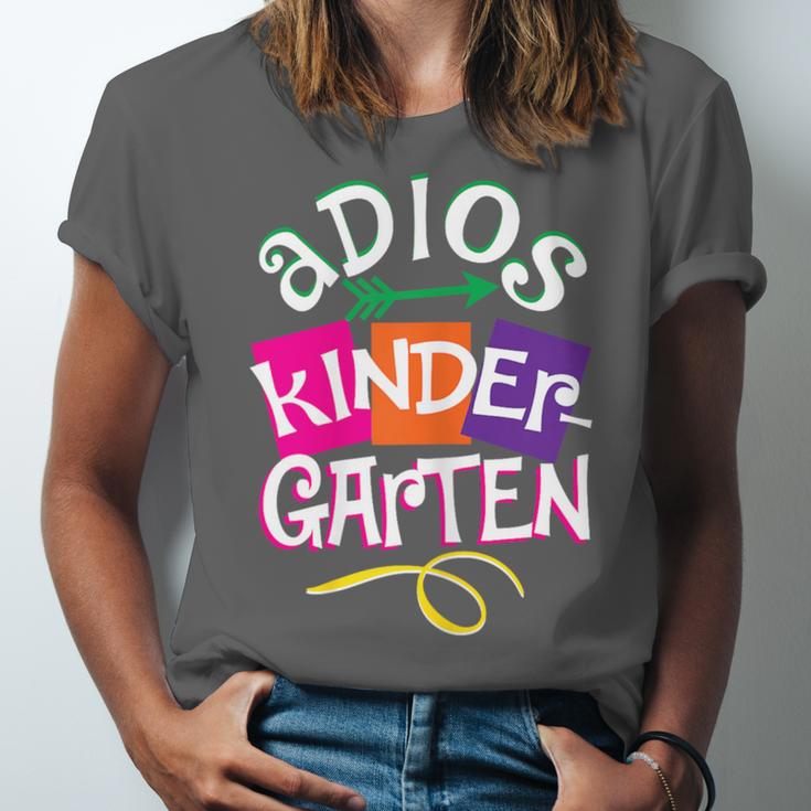 Last Day Of School Adios Kindergarten Graduation Kids Girls Unisex Jersey T-Shirt