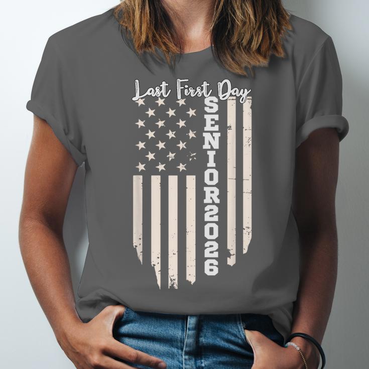 Last First Day Senior 2026 USA Flag Graduation Class Of 2026 Unisex Jersey T-Shirt