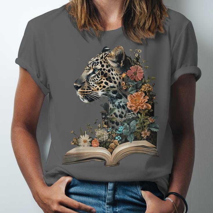 Leopard Book Flower Unisex Jersey T-Shirt