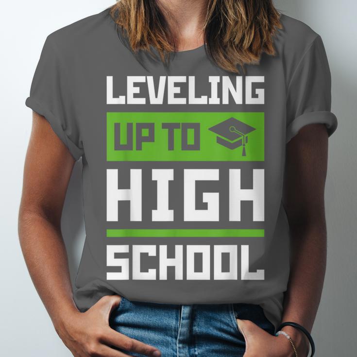 Leveling Up To High School Tee Shirt Gaming Graduation Unisex Jersey T-Shirt