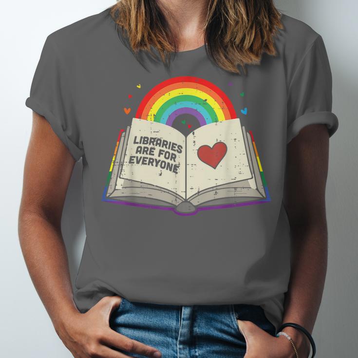 Libraries Are For Everyone Book LGBTQ Ally Gay Pride Month Unisex Jersey T-Shirt