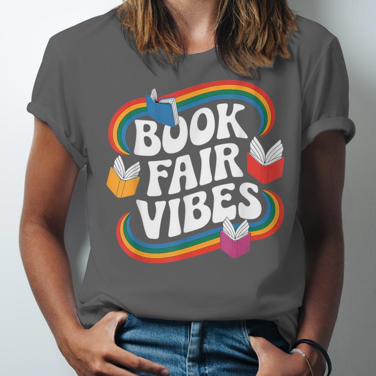 Library Book Fair Vibe Groovy Retro School Reading Nostalgic Unisex Jersey T-Shirt