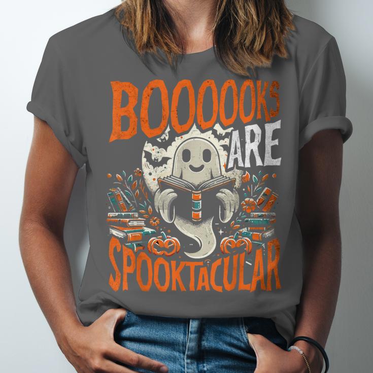 Library Halloween Book Lover Ghost With Books Unisex Jersey T-Shirt Library Halloween Book Lover Ghost With Books Unisex Jersey T-Shirt