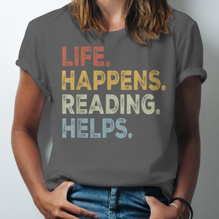 Life Happens Reading Helps Book Lovers Vinage Unisex Jersey T-Shirt