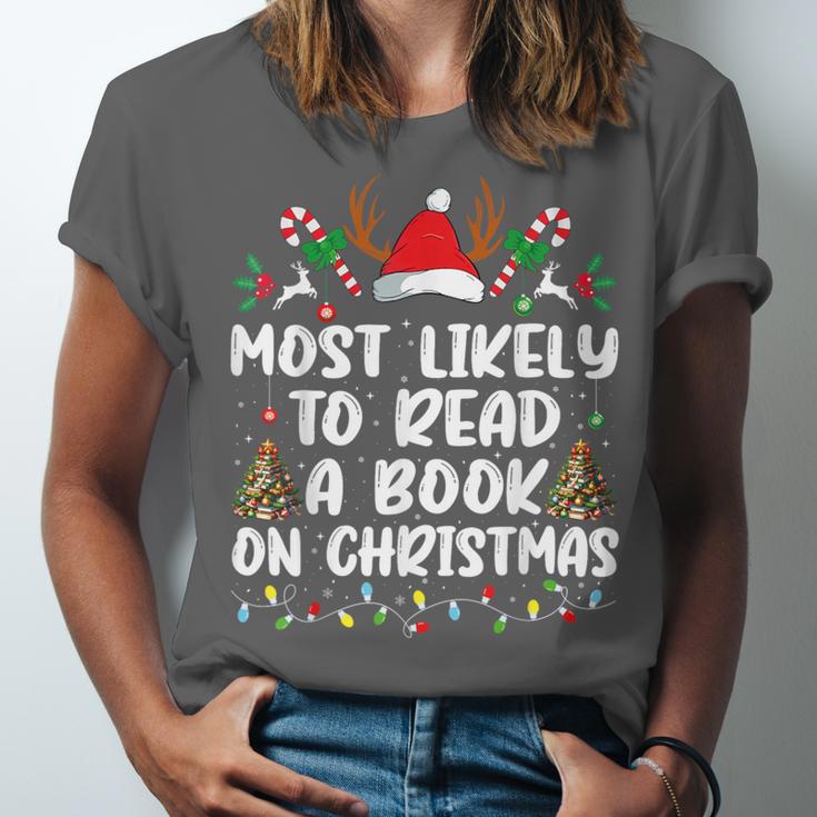 Most Likely To Read A Book On Christmas Matching Family Unisex Jersey T-Shirt