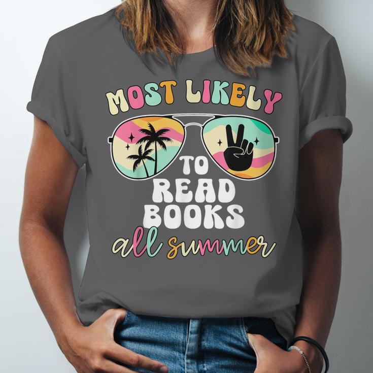 Most Likely To Read Books All Summer Teacher Student Unisex Jersey T-Shirt Most Likely To Read Books All Summer Teacher Student Unisex Jersey T-Shirt