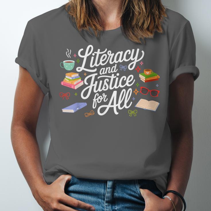 Literacy And Justice For All Protect Libraries Banned Books Unisex Jersey T-Shirt