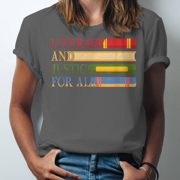 Literacy And Justice For All Reading Book Club Librarian Unisex Jersey T-Shirt Literacy And Justice For All Reading Book Club Librarian Unisex Jersey T-Shirt