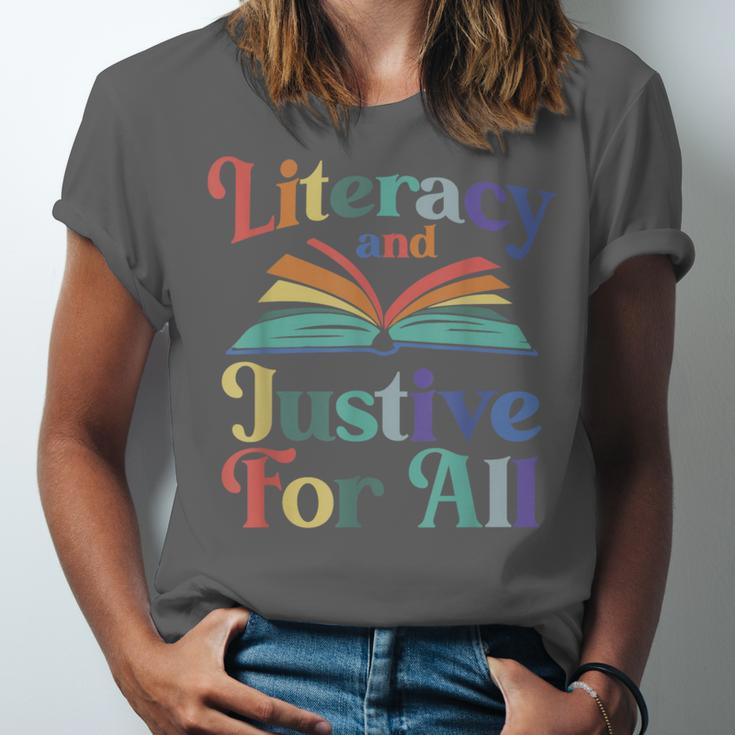 Literacy Justice For All Stop Book Banning Protect Librarian Unisex Jersey T-Shirt