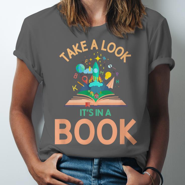Take a Look It's In a Book Reading Teacher Book Lover Unisex Jersey T-Shirt Take a Look It's In a Book Reading Teacher Book Lover Unisex Jersey T-Shirt