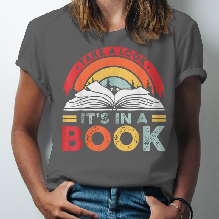 Take A Look It's In A Book Reading Book Vintage Rainbow Unisex Jersey T-Shirt