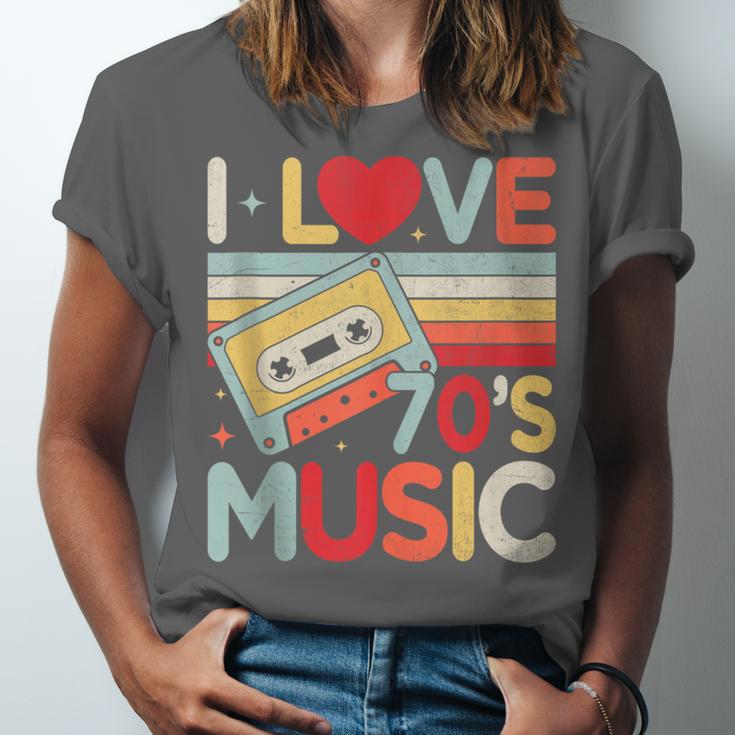 I Love 70's Music Retro Style Nostalgia Cassette 1970s Party Unisex Jersey T-Shirt