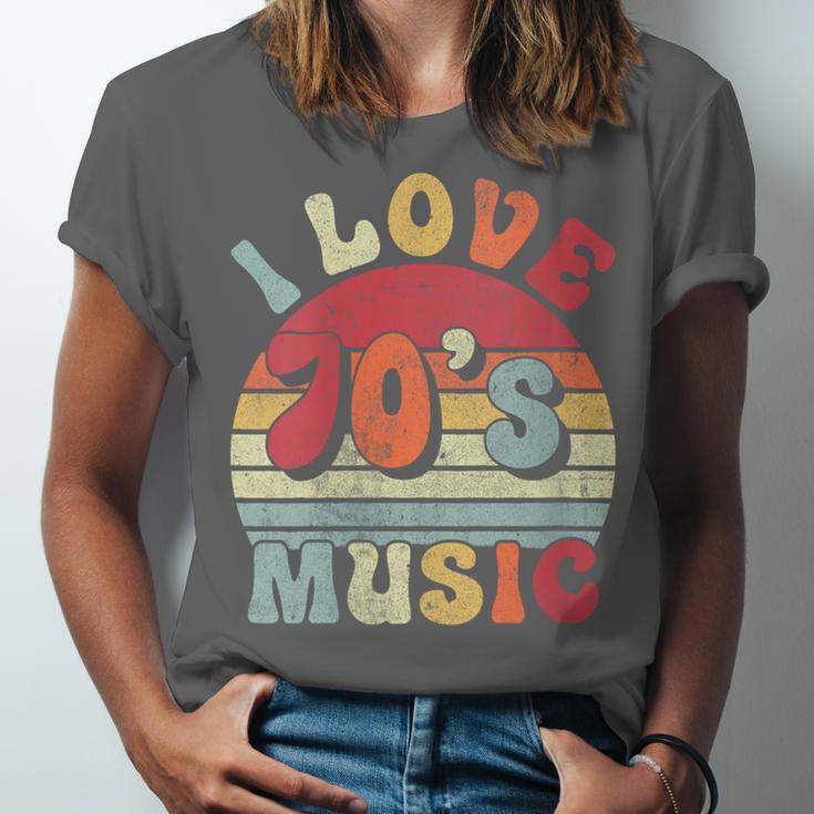 I Love 70's Music Retro Style Nostalgia Cassette 1970s Party Unisex Jersey T-Shirt