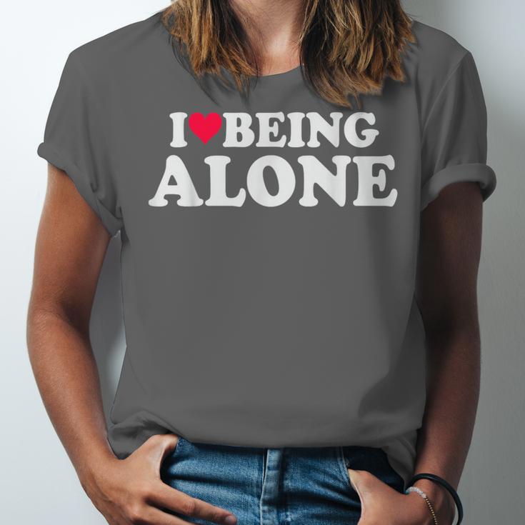 I Love Being Alone Introvert & Anxious Girl Red Heart Unisex Jersey T-Shirt