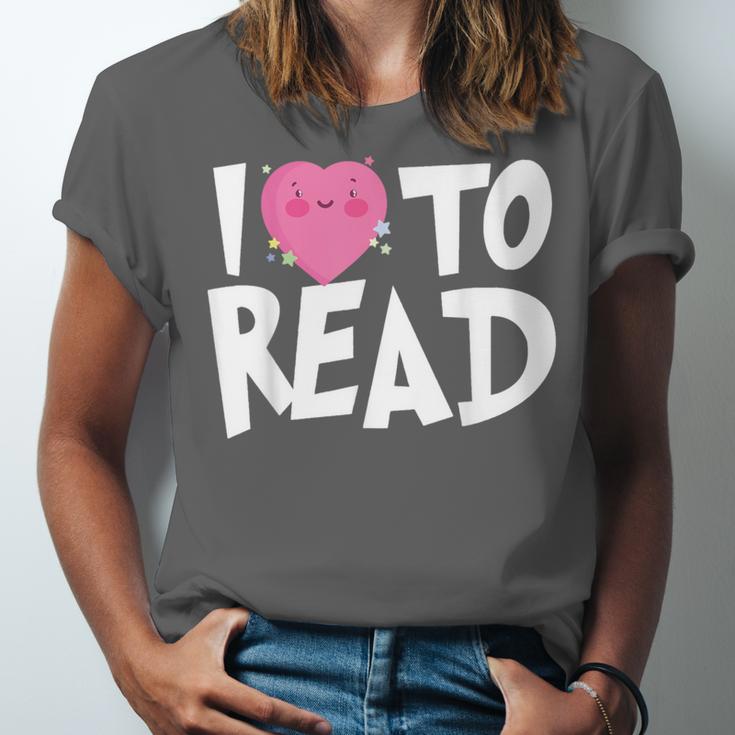 I LOVE TO READ Reading Books Bookworm Library Day Novelty Unisex Jersey T-Shirt