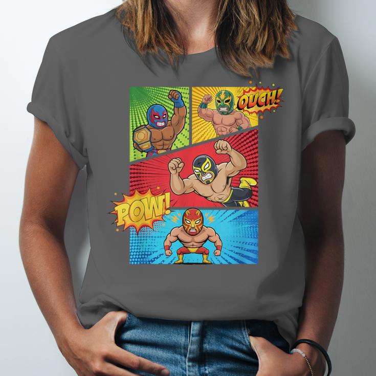 Lucha Libre Comic Book Mexican Wrestling Cartoon Wrestler Unisex Jersey T-Shirt