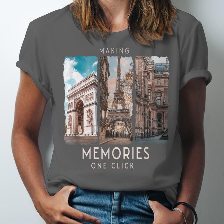 Making Memories In Paris Photo Nostalgia Travel Humor Unisex Jersey T-Shirt