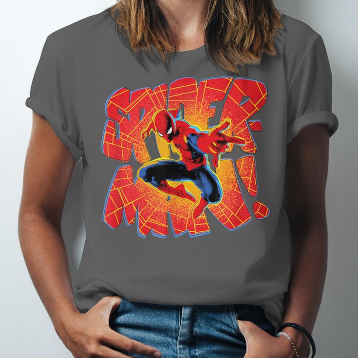 Marvel Spider-Man Peter Parker Comic Book Letter Logo Unisex Jersey T-Shirt