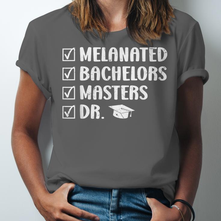 MELANATED BACHELORS MASTERS DR Doctor Graduation Unisex Jersey T-Shirt