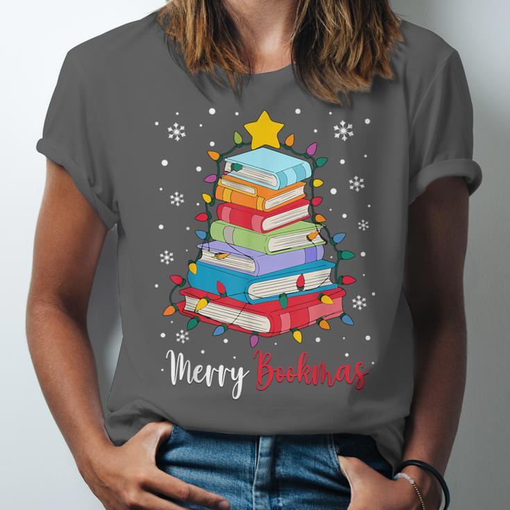 Merry Bookmas Book Christmas Tree Lights Xmas Men Women Kids Unisex Jersey T-Shirt Merry Bookmas Book Christmas Tree Lights Xmas Men Women Kids Unisex Jersey T-Shirt