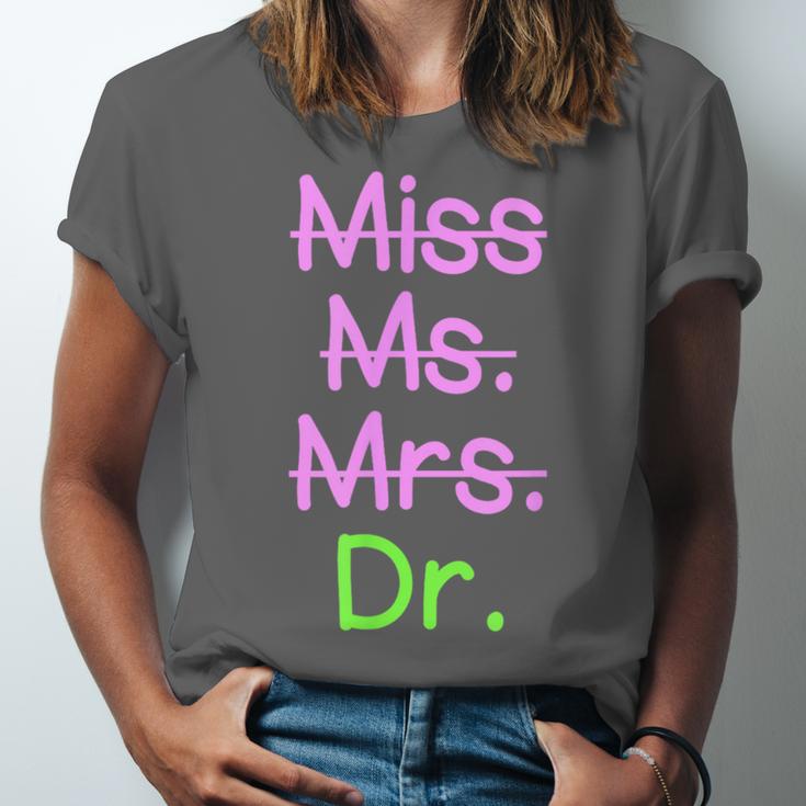 MIss Ms Mrs Dr Graduation Phd Pink And Green Class 2021 Unisex Jersey T-Shirt