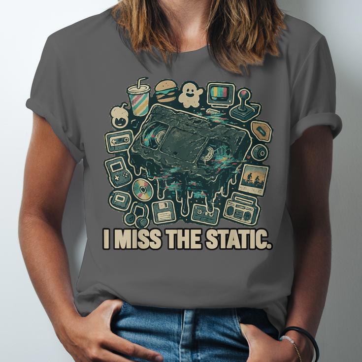 I Miss The Static Retro VHS Nostalgia Art Unisex Jersey T-Shirt
