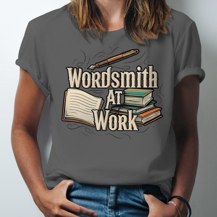 Wordsmith At Work Vintage Writer & Author Pen Book Lover Unisex Jersey T-Shirt