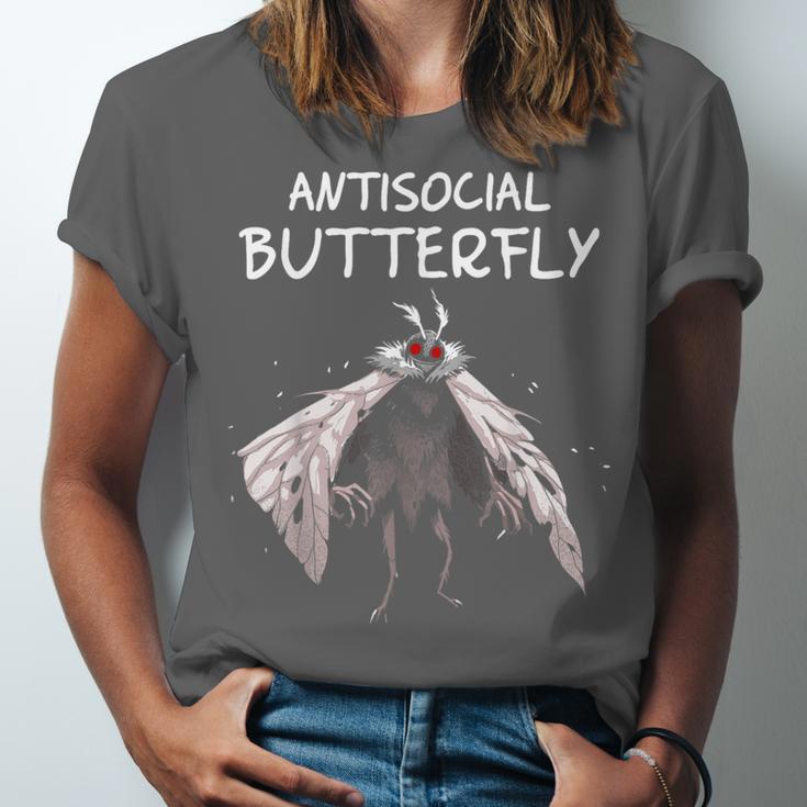 Mothman Shirt Antisocial Butterfly Introvert Cryptid Unisex Jersey T-Shirt Mothman Shirt Antisocial Butterfly Introvert Cryptid Unisex Jersey T-Shirt