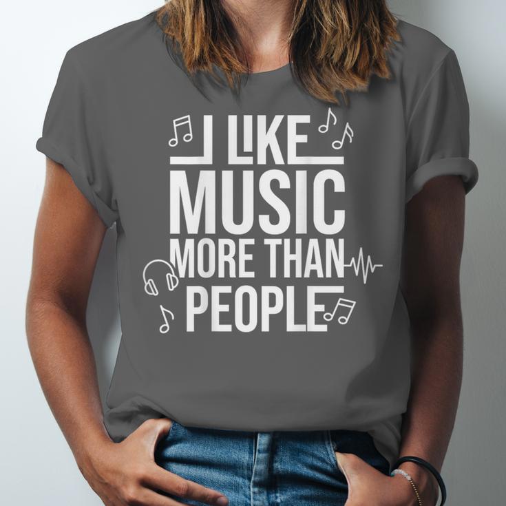 I Like Music More Than People Music Lover & Introvert Unisex Jersey T-Shirt