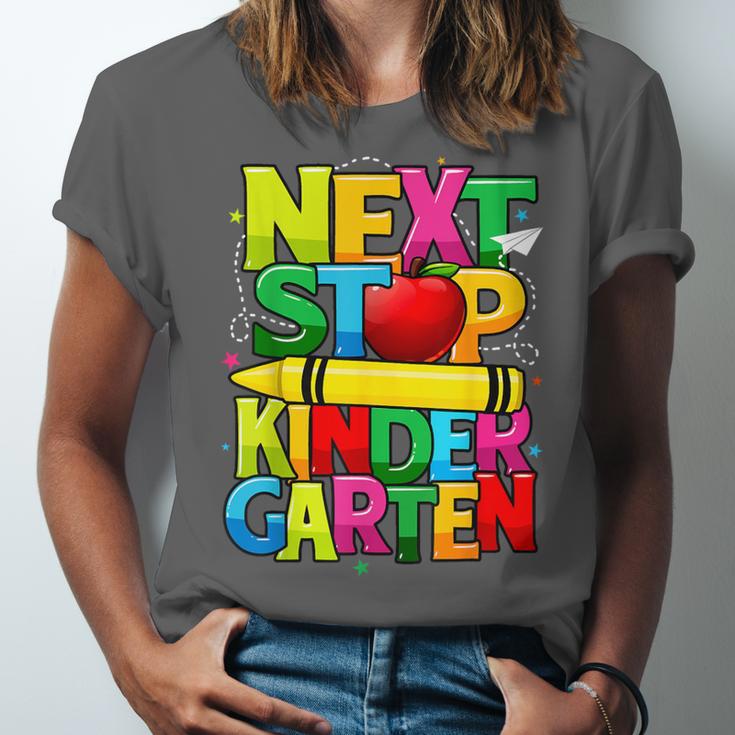 Next Stop Kindergarten Preschool Graduation 2023 Boys Girls Unisex Jersey T-Shirt