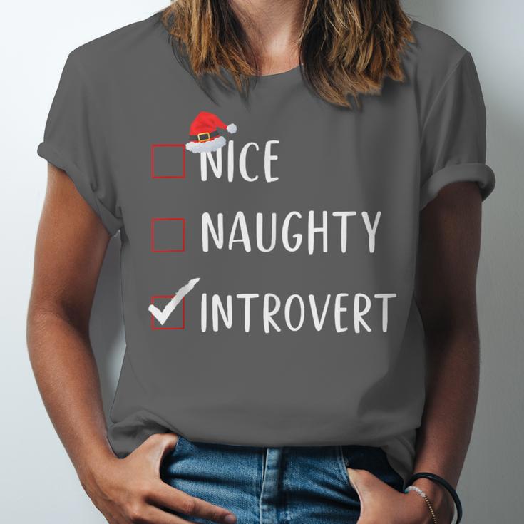 Nice Naughty Introvert List Christmas Introvert Unisex Jersey T-Shirt Nice Naughty Introvert List Christmas Introvert Unisex Jersey T-Shirt