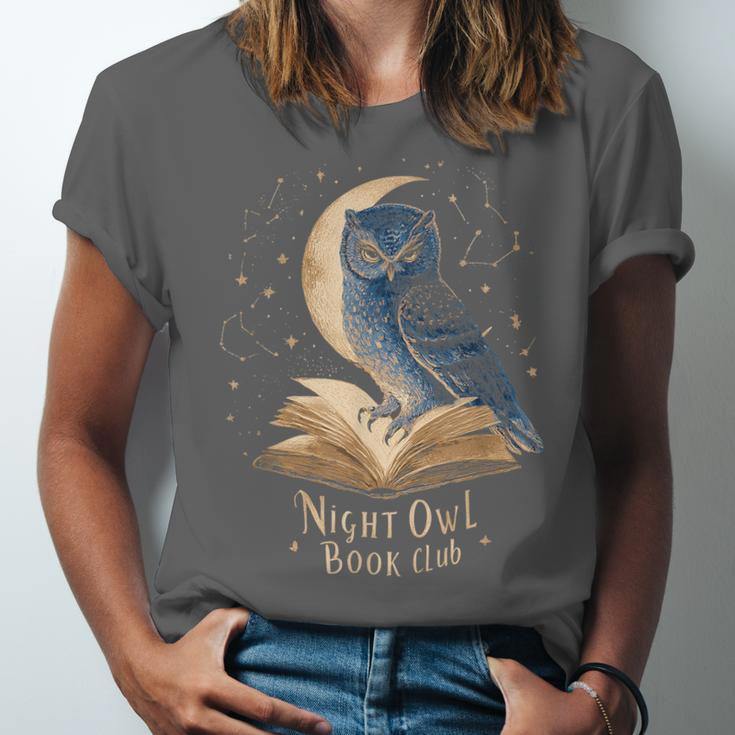 Night Owl Book Club Crescent Moon Late Night Reading Unisex Jersey T-Shirt Night Owl Book Club Crescent Moon Late Night Reading Unisex Jersey T-Shirt