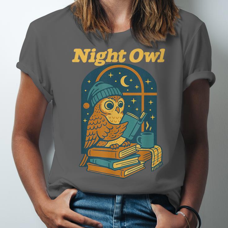 Night Owl Cozy Reading Tea Coffee Lover Bookworm Cute Unisex Jersey T-Shirt Night Owl Cozy Reading Tea Coffee Lover Bookworm Cute Unisex Jersey T-Shirt